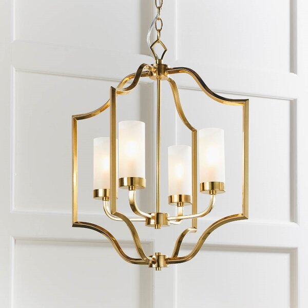 Endon 81914 - Candelabru EDREA suspendat pe lanț, 4xE14/6W/230V, alamă