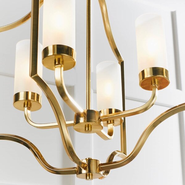 Endon 81914 - Candelabru EDREA suspendat pe lanț, 4xE14/6W/230V, alamă