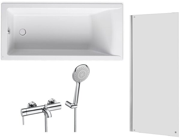 Set cada dreptunghiulară Roca Savai A248587000, baterie cadă-duș Roca Lanta A5A0111C00, AM4008512M