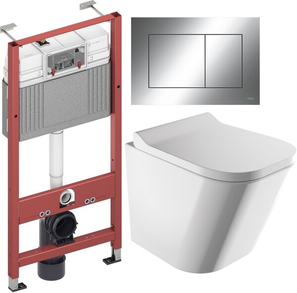 Set cadru încastrat Tece Base 9400407, vas WC cu capac soft-close Omnires Fontana FONTANAMWBP, 9.240.401