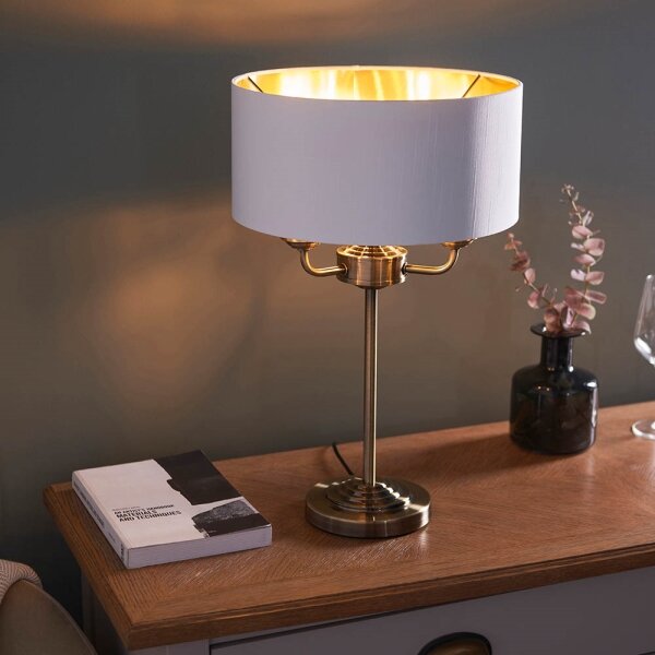 Endon 98932 - Lampă de masă HIGHCLERE 3xE14/18W/230V, alb/alamă, diametru 32 cm