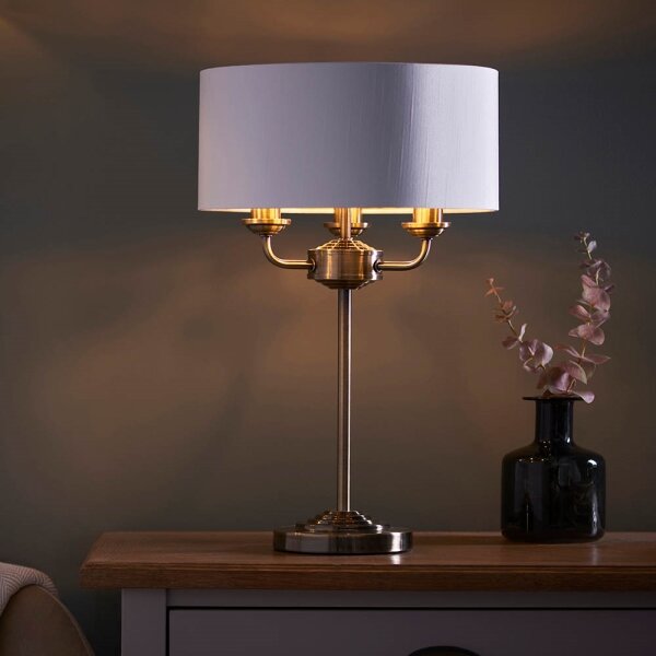 Endon 98932 - Lampă de masă HIGHCLERE 3xE14/18W/230V, alb/alamă, diametru 32 cm