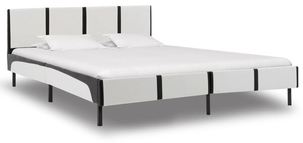 Cadru de pat, alb și negru, 180 x 200 cm, piele ecologică