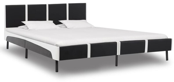 Cadru de pat, negru și alb, 180 x 200 cm, piele ecologică