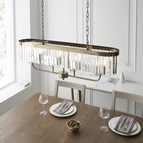 Endon 110539 - Candelabru cu lanț CHESTERFIELD, 4xE14/6W/230V, alamă