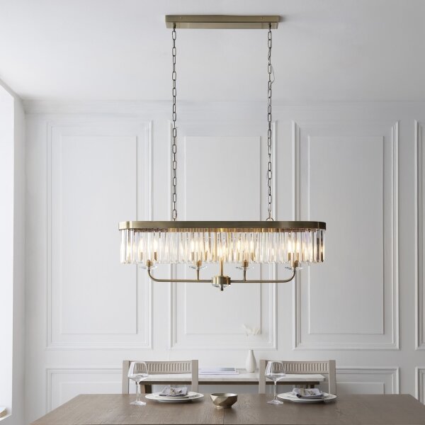 Endon 110539 - Candelabru cu lanț CHESTERFIELD, 4xE14/6W/230V, alamă