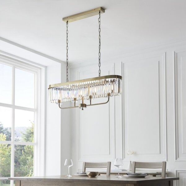 Endon 110539 - Candelabru cu lanț CHESTERFIELD, 4xE14/6W/230V, alamă