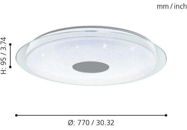 Eglo 32344 - Plafonieră LED RGBW dimerizabilă LANCIANO-C LED/53W/230V + telecomandă