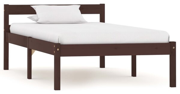 Cadru de pat, maro închis, 90 x 200 cm, lemn masiv de pin