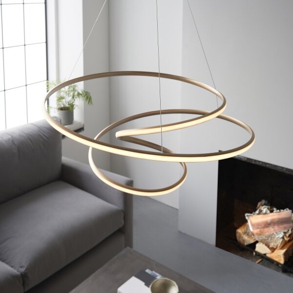 Endon 97639 - Lustră LED reglabilă suspendată pe cablu TWIRL LED/88W/230V 3000K, aurie
