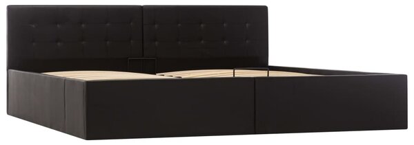 Cadru pat hidraulic cu ladă, negru, 180x200 cm, piele ecologică