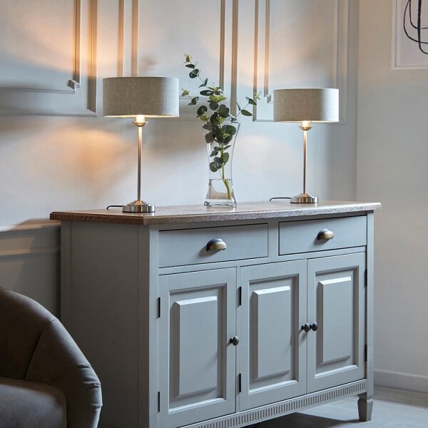 Endon 100646 - Lampă de masă HIGHCLERE, 1xE14/7W/230V, bej/crom mat