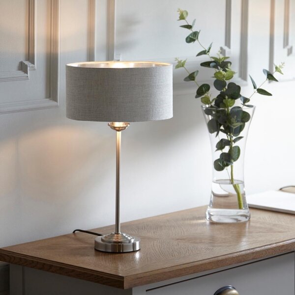 Endon 100646 - Lampă de masă HIGHCLERE, 1xE14/7W/230V, bej/crom mat