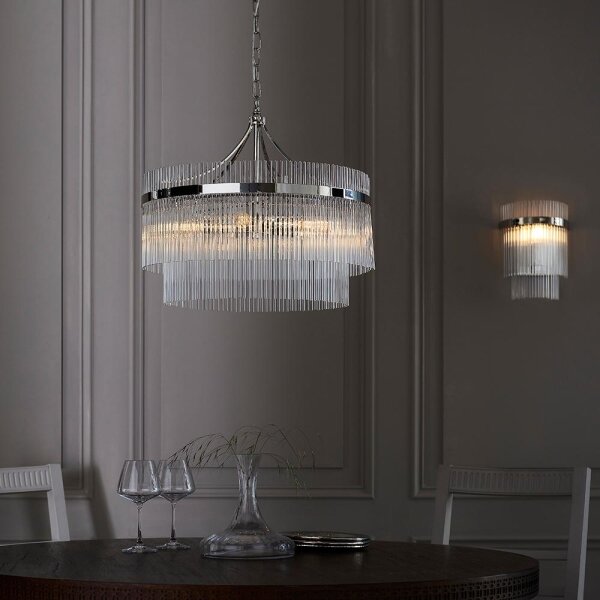 Endon 104112 - Candelabru suspendat MARIETTA 5xE14/7W/230V crom lucios/sticlă clară