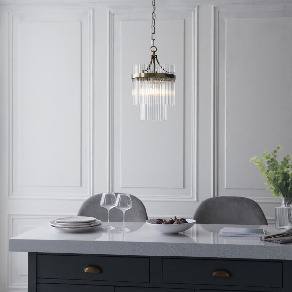 Endon 112572 - Candelabru suspendat pe lanț MARIETTA 1xE27/10W/230V, alamă/sticlă clară