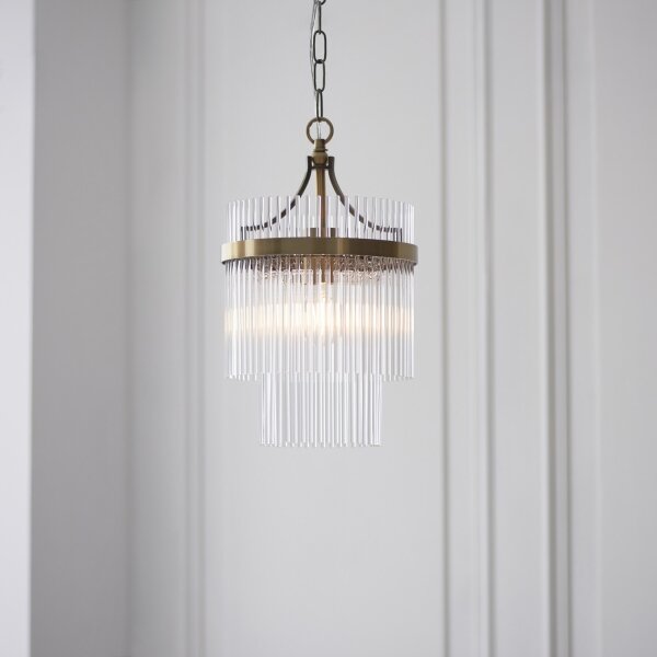 Endon 112572 - Candelabru suspendat pe lanț MARIETTA 1xE27/10W/230V, alamă/sticlă clară