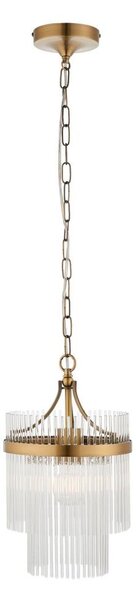Endon 112572 - Candelabru suspendat pe lanț MARIETTA 1xE27/10W/230V, alamă/sticlă clară