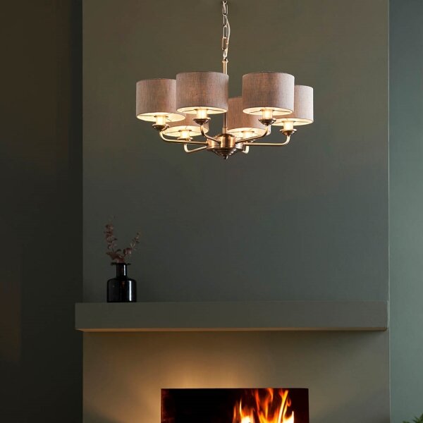Endon 99151 - Lustru HIGHCLERE pe lanț, 6xE14/28W/230V, gri/crom mat