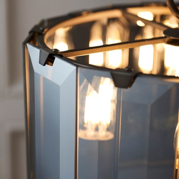 Endon 61281 - Candelabru suspendat pe lanț CLOONEY 4xE14/40W/230V negru/fumuriu