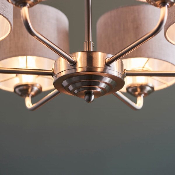 Endon 99151 - Lustru HIGHCLERE pe lanț, 6xE14/28W/230V, gri/crom mat