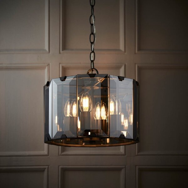 Endon 61281 - Candelabru suspendat pe lanț CLOONEY 4xE14/40W/230V negru/fumuriu