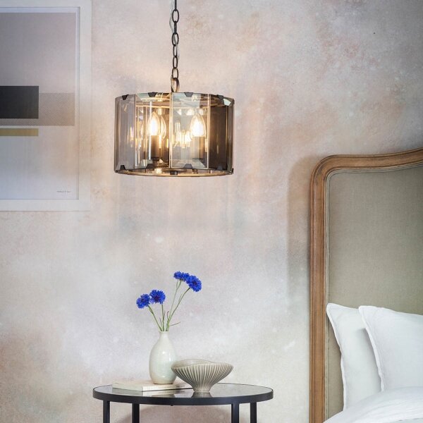 Endon 61281 - Candelabru suspendat pe lanț CLOONEY 4xE14/40W/230V negru/fumuriu