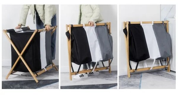 Cos de rufe din material textil tricolor CADORA