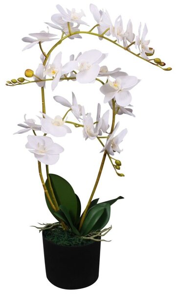 Plantă artificială orhidee cu ghiveci, 65 cm, alb