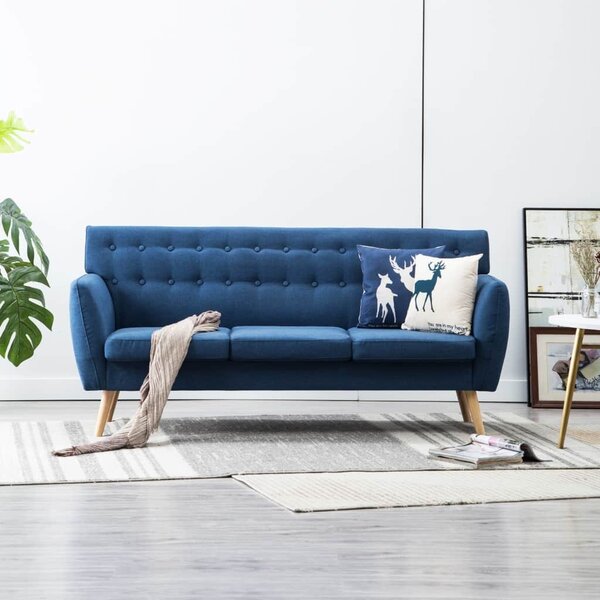 Canapea 3 locuri, tapițerie textilă, 172x70x82 cm, albastru