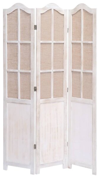 Paravan de cameră cu 3 panouri, alb, 105 x 165 cm, textil