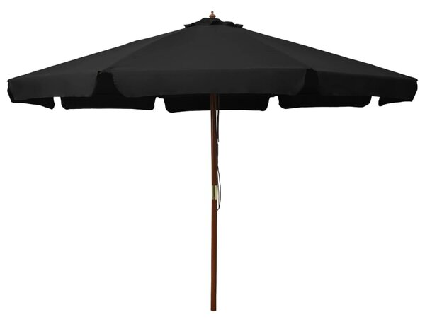 Umbrelă de soare de exterior, stâlp din lemn, negru, 330 cm