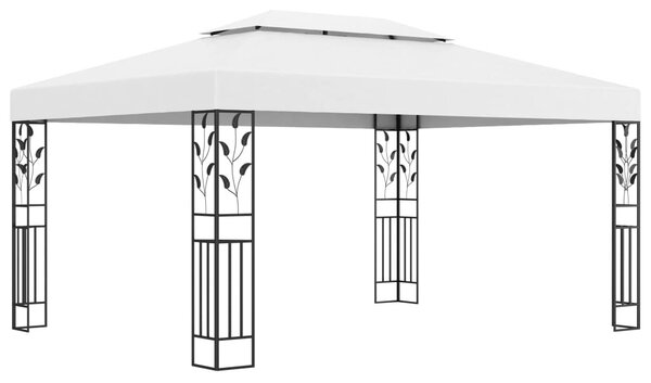 Pavilion cu acoperiș dublu, alb, 3 x 4 m