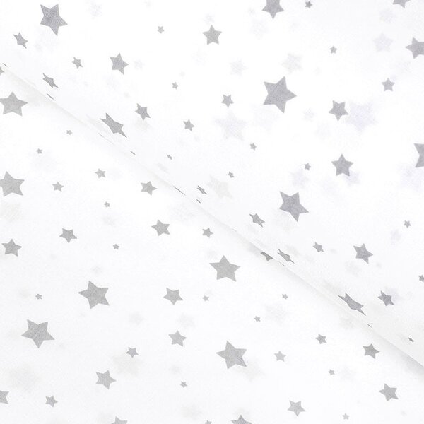 Goldea țesătură din bumbac 100% simona - steluțe gri pe alb 160 cm