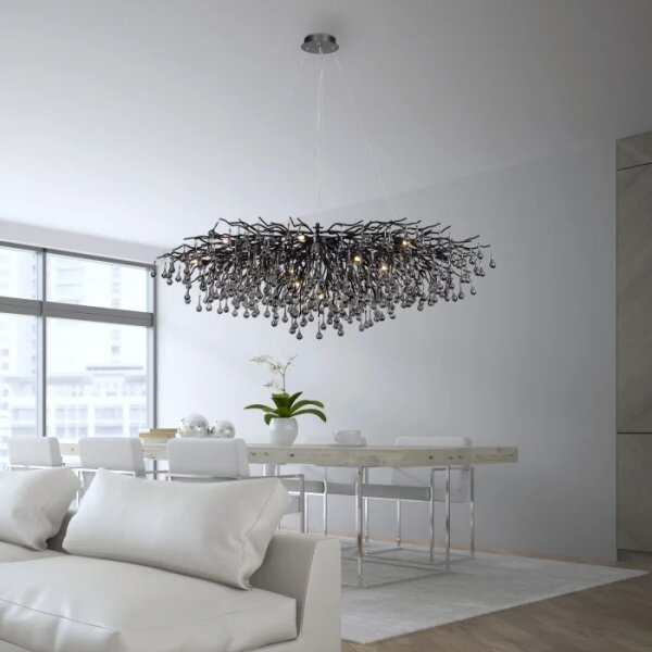 Paul Neuhaus 2031-18 - Lustră pe cablu ICICLE 15xG9/40W/230V 75x150 cm negru