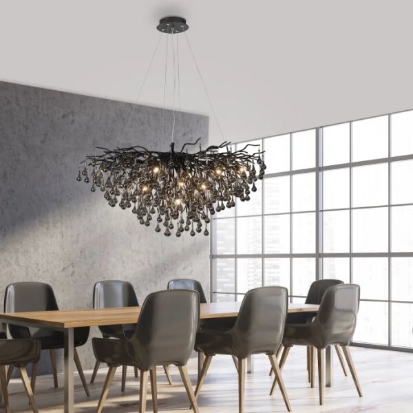 Paul Neuhaus 2192-18 - Lustră suspendată pe cablu ICICLE 10xG9/40W/230V 50x100 cm negru