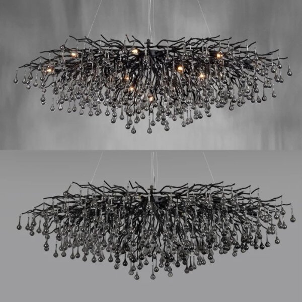 Paul Neuhaus 2031-18 - Lustră pe cablu ICICLE 15xG9/40W/230V 75x150 cm negru