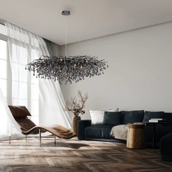 Paul Neuhaus 2031-18 - Lustră pe cablu ICICLE 15xG9/40W/230V 75x150 cm negru