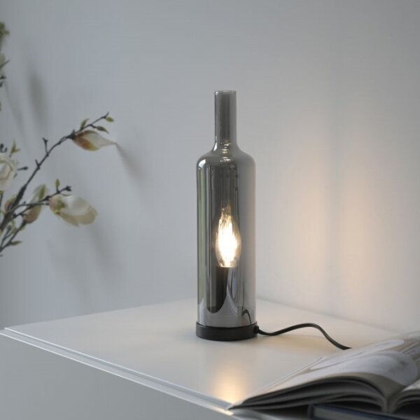 JUST LIGHT. 14006-25 - Lampă de masă BOTTLE 1xE14/25W/230V negru/fumuriu