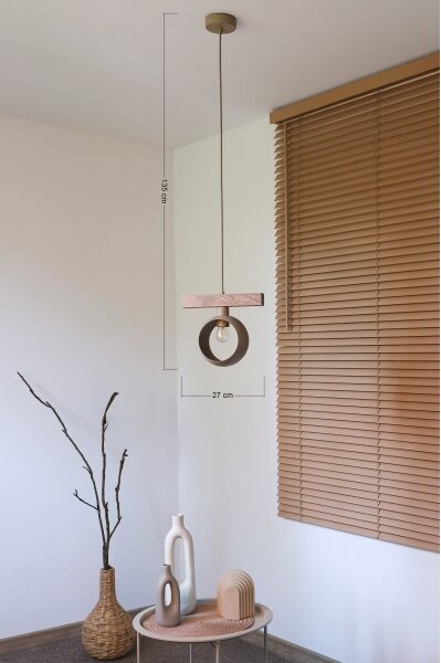 Duolla - Pendul suspendat pe cablu IRONLINE 1xE27/15W/230V pin/stejar/bej