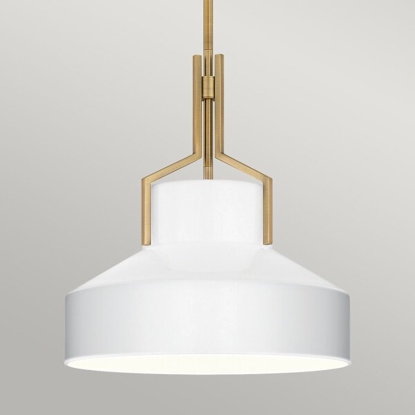 Quoizel QZ-BRECKEN-2P-AB-OPAL - Lustru pe tijă BRECKEN, 2xE27/60W/230V, auriu/alb