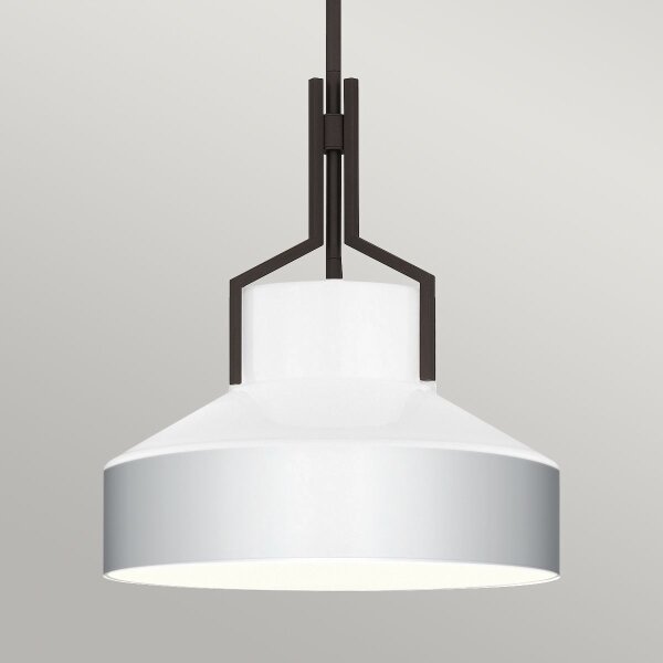 Quoizel QZ-BRECKEN-2P-OZ-OPAL - Lustră BRECKEN pe tijă, 2x E27/60W/230V, negru/alb