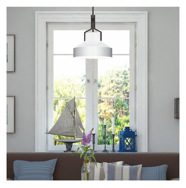 Quoizel QZ-BRECKEN-2P-OZ-OPAL - Lustră BRECKEN pe tijă, 2x E27/60W/230V, negru/alb