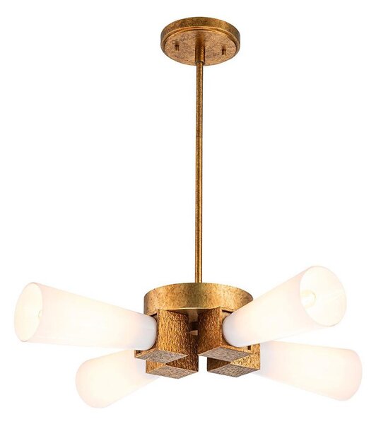 Elstead KRISTY-4P-DG-OPAL - Lustru pe tijă KRISTY 4xE27/40W/230V, cupru