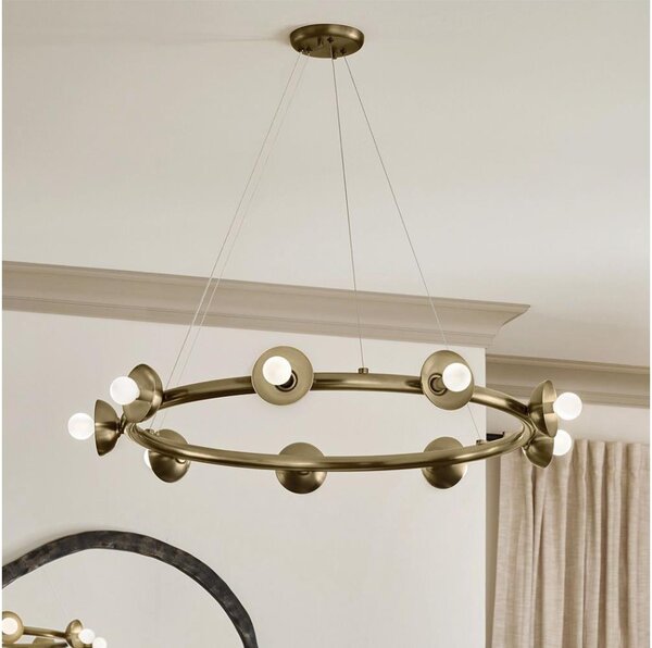 Kichler KL-PALTA9-CPZ - Candelabru suspendat pe cablu PALTA 9xE14/40W/230V auriu