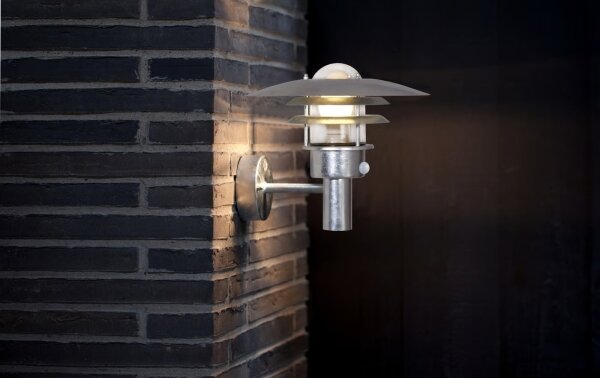 Nordlux LONSTRUP - Aplică de exterior cu senzor, 1x E27/60W/230V, IP44, argintie