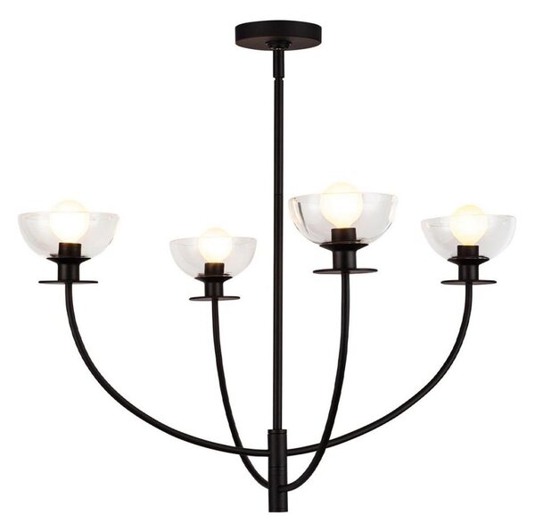 Alora Mood ALM-SYLVIA4-BK-CL - Lustră SYLVIA pe tijă, 4xE14/40W/230V, negru