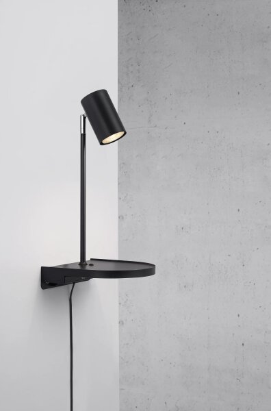 Nordlux - Lampă de perete CODY cu poliță, 1xGU10/15W/230V, neagră
