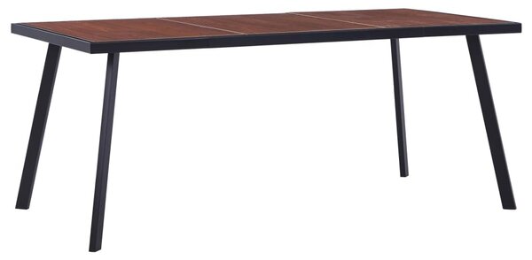 Masă de bucătărie, lemn închis și negru, 180 x 90 x 75 cm, MDF