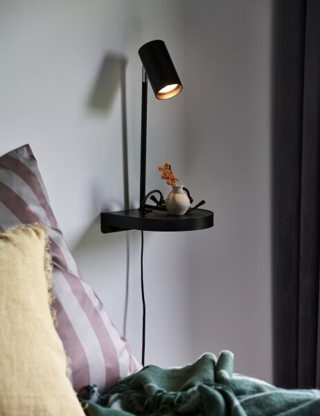 Nordlux - Lampă de perete CODY cu poliță, 1xGU10/15W/230V, neagră