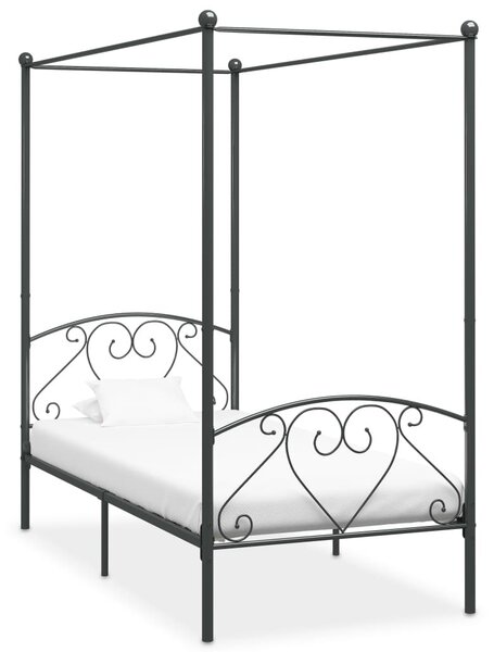 Cadru de pat cu baldachin, gri, 100 x 200 cm, metal